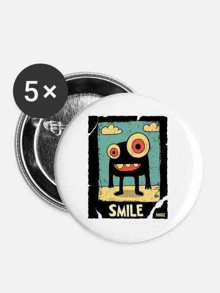 Einäugiges Monster im Sand - Buttons mittel 32 mm (5er Pack) - Weiß