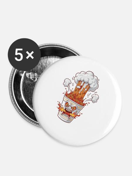 Feuer-Ramen Becher mit Gesicht - Buttons mittel 32 mm (5er Pack) - Weiß