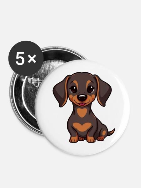 Dachshund Baby - Buttons mittel 32 mm (5er Pack) - Weiß