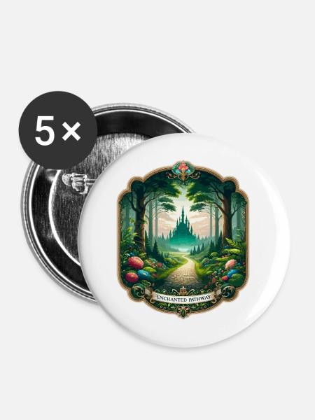 Verzauberter Pfad zum Schloss - Buttons mittel 32 mm (5er Pack) - Weiß