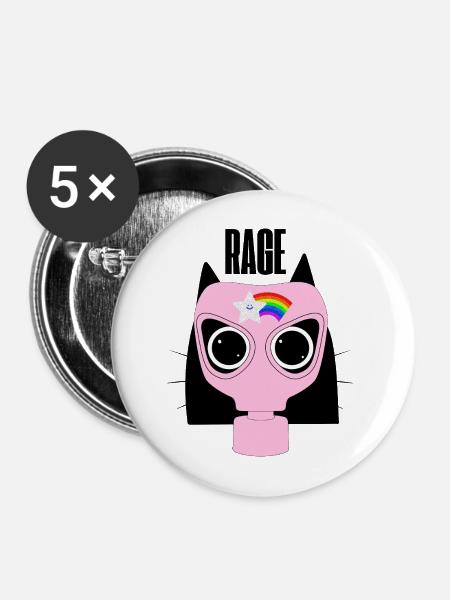 Rage Kitty Cat Protest - Buttons mittel 32 mm (5er Pack) - Weiß
