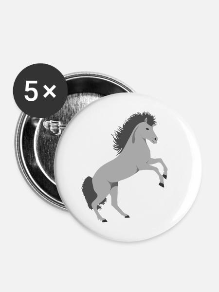Steigender Schimmel Pferd - Buttons mittel 32 mm (5er Pack) - Weiß