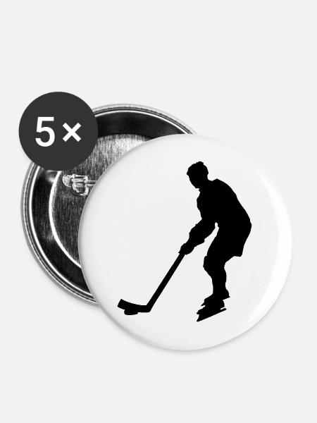 Eishockey Player - Buttons mittel 32 mm (5er Pack) - Weiß