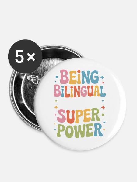 Fremdsprache Sprüche Lustige Fremdsprache Geschenk - Buttons mittel 32 mm (5er Pack) - Weiß