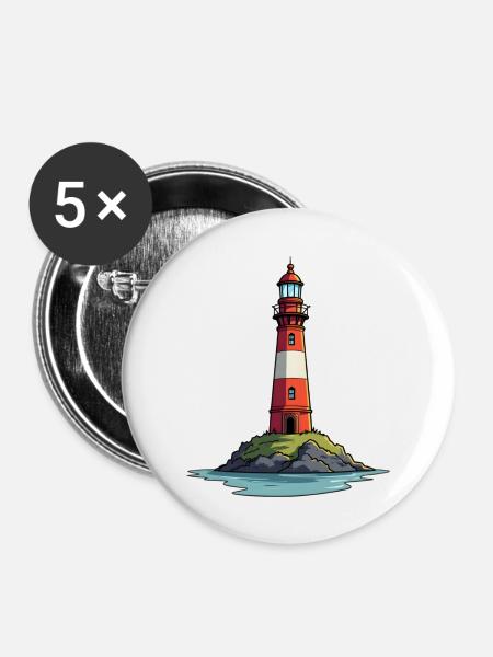 Leuchtturm - Buttons mittel 32 mm (5er Pack) - Weiß