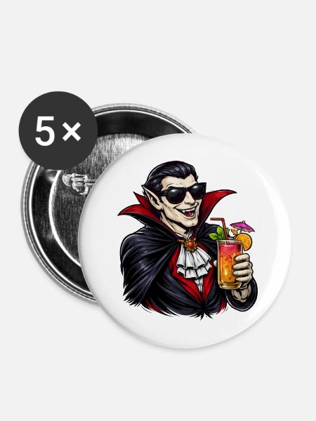 Vampir Cocktail Deluxe - Buttons mittel 32 mm (5er Pack) - Weiß