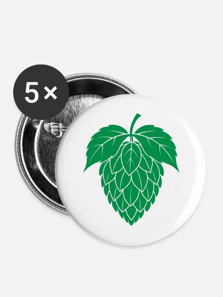 Hopfen - Buttons mittel 32 mm (5er Pack) - Weiß