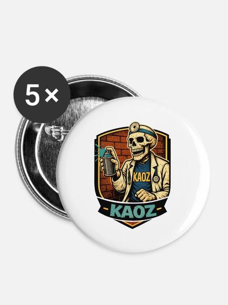 Skelett-Medic-Graffiti-Schild - Buttons mittel 32 mm (5er Pack) - Weiß