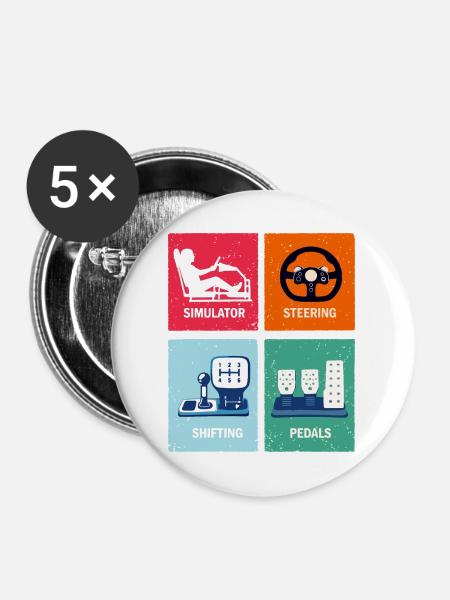 Sim Racing - Buttons mittel 32 mm (5er Pack) - Weiß