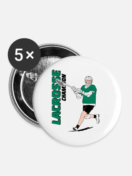 Lacrosse Spieler - Buttons mittel 32 mm (5er Pack) - Weiß