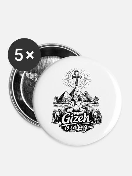 Gizeh is calling Ägypten Pyramiden Reise - Buttons mittel 32 mm (5er Pack) - Weiß