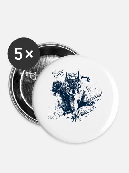 Eichhörnchen Superhero - Buttons mittel 32 mm (5er Pack) - Weiß