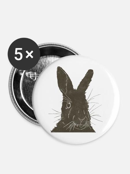 Hase Silhouette Erdfarben - Buttons mittel 32 mm (5er Pack) - Weiß