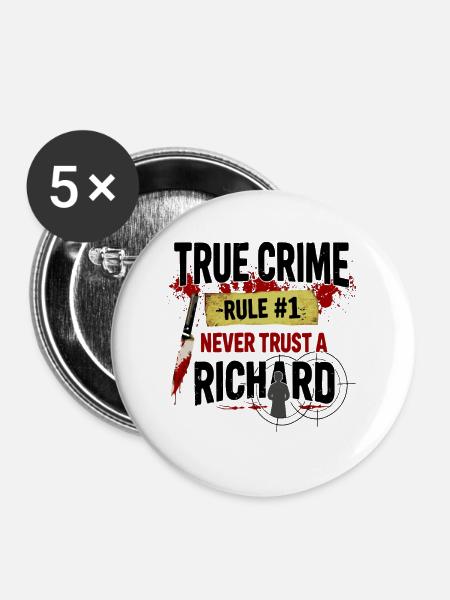 True Crime Richard - Buttons mittel 32 mm (5er Pack) - Weiß