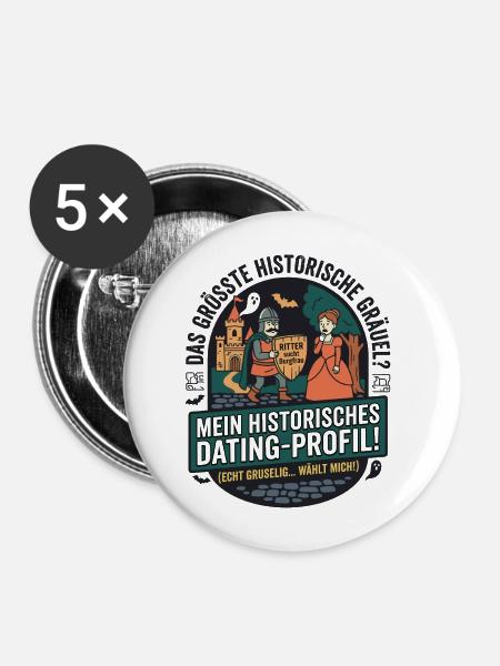Mittelalter Dating Profil lustig - Buttons mittel 32 mm (5er Pack) - Weiß