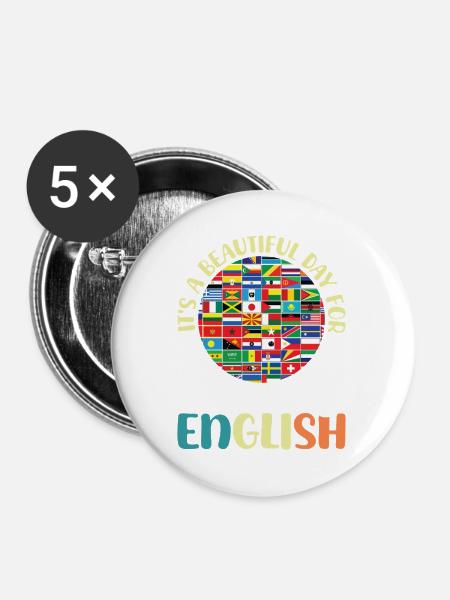 ELL-Lehrer englische Sprache - Buttons mittel 32 mm (5er Pack) - Weiß