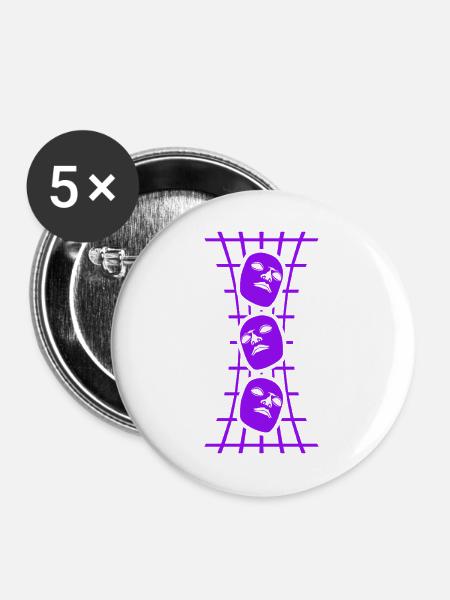 Masken Gitter Abstrakt Kunst - Buttons mittel 32 mm (5er Pack) - Weiß