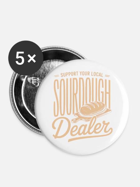Lokaler Sauerteighändler-Tee - Buttons mittel 32 mm (5er Pack) - Weiß