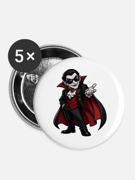 Vampir - Buttons mittel 32 mm (5er Pack) - Weiß