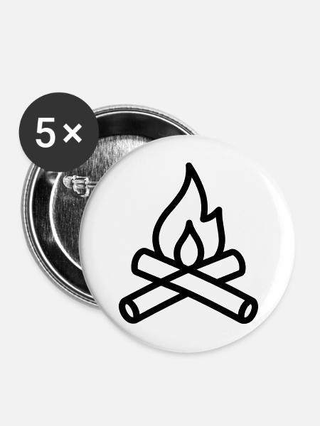 Lagerfeuer - Buttons mittel 32 mm (5er Pack) - Weiß