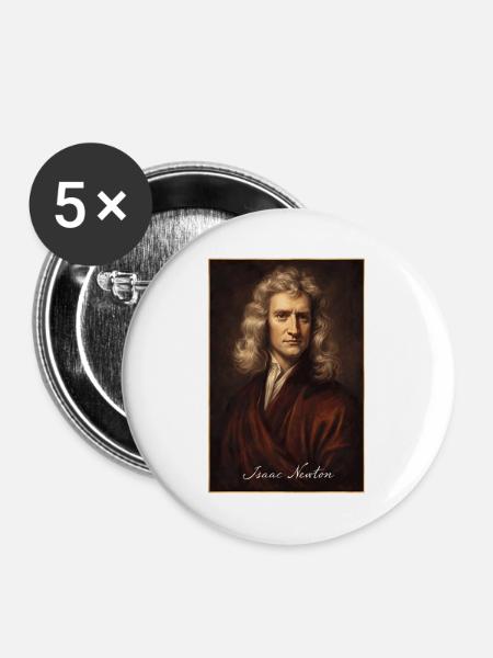 Isaac-Newton Porträt - Buttons mittel 32 mm (5er Pack) - Weiß