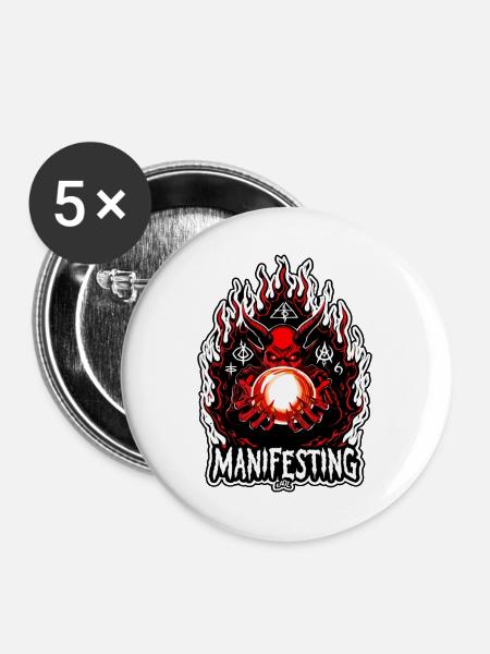 Flammengebundener Manifestierender Dämon - Buttons mittel 32 mm (5er Pack) - Weiß