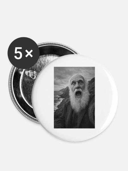 Charles Darwin Selfie - Buttons mittel 32 mm (5er Pack) - Weiß