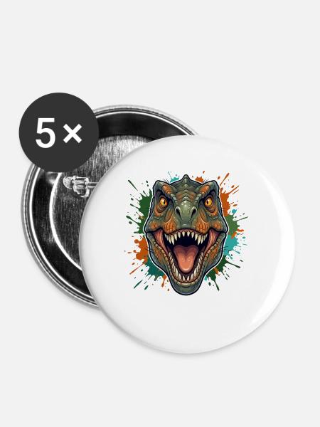 Dino-Roar: Farbenexplosion - Buttons mittel 32 mm (5er Pack) - Weiß