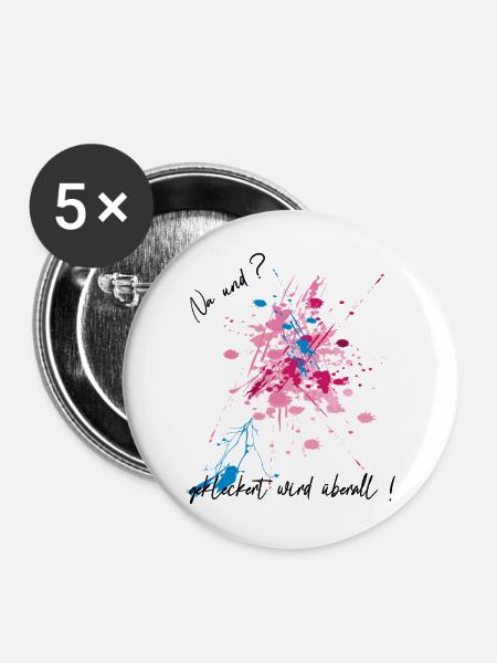 Farbklecks - Buttons mittel 32 mm (5er Pack) - Weiß
