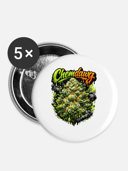 Chemdawg Graffiti-Kunstdruck - Buttons mittel 32 mm (5er Pack) - Weiß