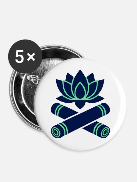Lotusblüte Bambus Gekreuzt - Buttons mittel 32 mm (5er Pack) - Weiß