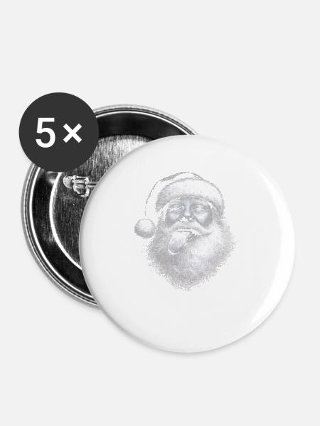 Schwarzweiß Santa Zunge - Buttons mittel 32 mm (5er Pack) - Weiß