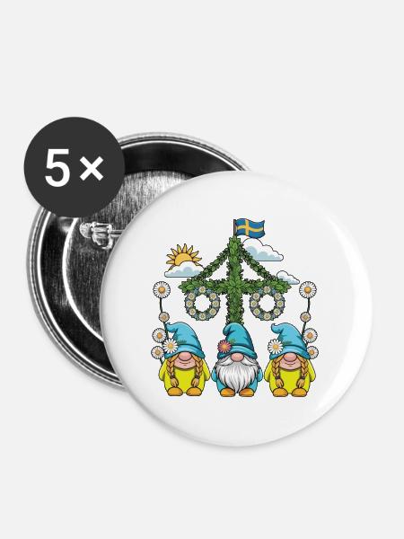 Litha Pagan: Sommersonnenwende, Mittsommer, Mittsommer, Mittsommer. - Buttons mittel 32 mm (5er Pack) - Weiß