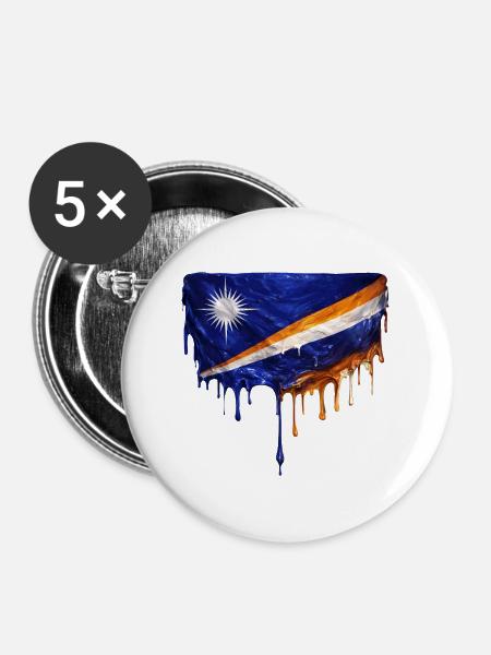 Marshallinseln tropfende Flagge - Buttons mittel 32 mm (5er Pack) - Weiß