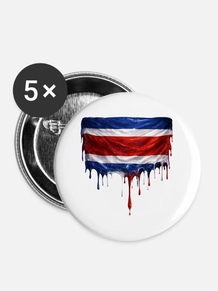 Costa Rica tropfende Flagge - Buttons mittel 32 mm (5er Pack) - Weiß