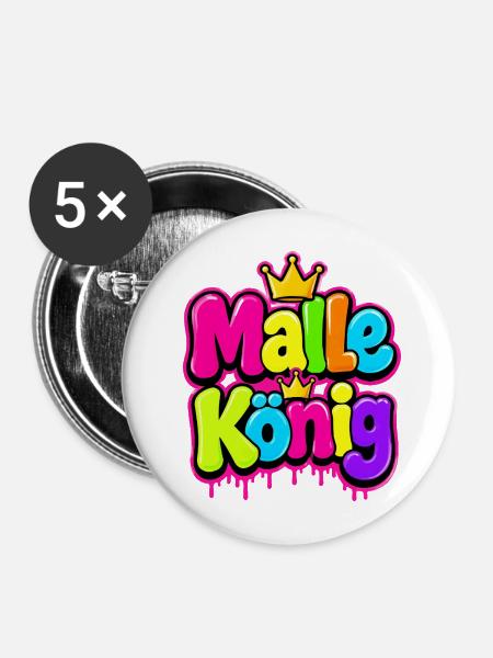 Königliche Farbgraffiti Kollektion - Buttons mittel 32 mm (5er Pack) - Weiß
