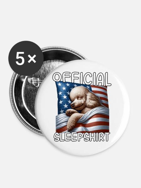 Pudel US Schlafshirt - Buttons mittel 32 mm (5er Pack) - Weiß