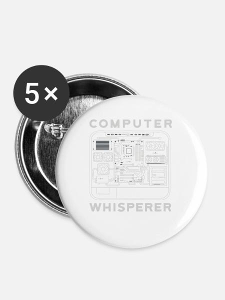 Computer Flüsterer Motherboard Hardware PC - Buttons mittel 32 mm (5er Pack) - Weiß
