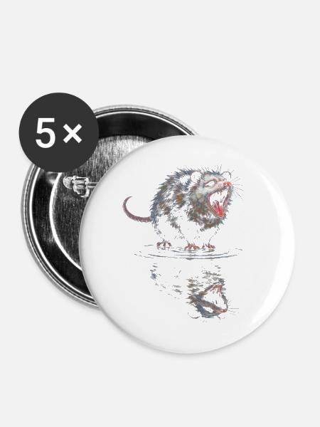 Wasserotter Brüller - Buttons mittel 32 mm (5er Pack) - Weiß