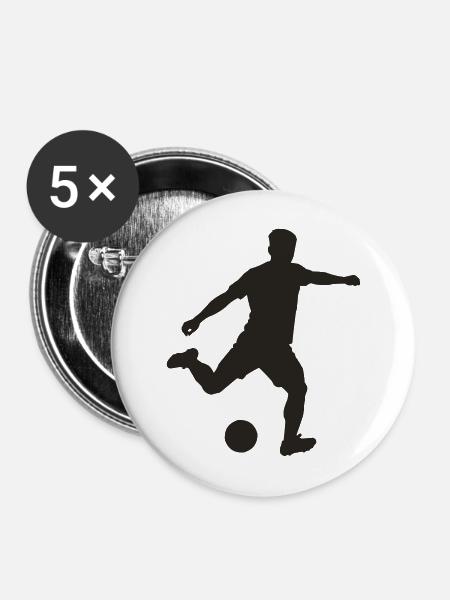 Kicker in Bewegung - Buttons mittel 32 mm (5er Pack) - Weiß