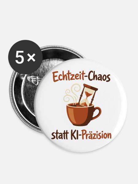 KI-Chaos Kaffee Human Design - Buttons mittel 32 mm (5er Pack) - Weiß
