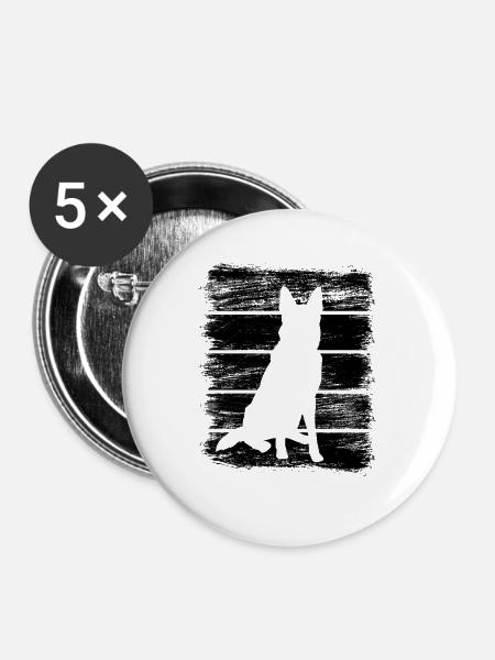 Deutscher Schäferhund Zeichnung - Buttons mittel 32 mm (5er Pack) - Weiß