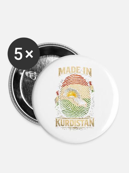 Made In Kurdistan Kurde Kurden - Buttons mittel 32 mm (5er Pack) - Weiß