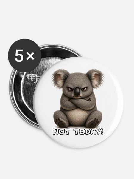 Grummeliger Koala – Not Today - Buttons mittel 32 mm (5er Pack) - Weiß