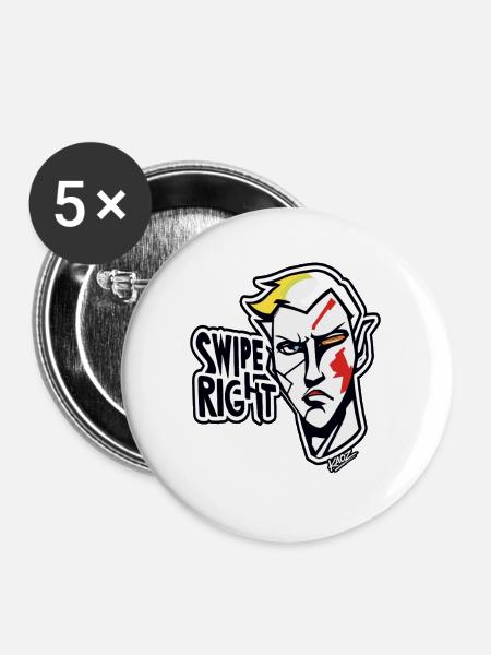 Graffiti-Held nach rechts wischen - Buttons mittel 32 mm (5er Pack) - Weiß