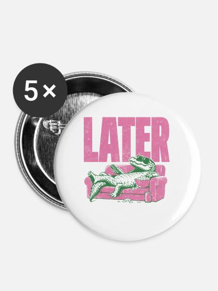 LATER Alligator Lounge - Buttons mittel 32 mm (5er Pack) - Weiß