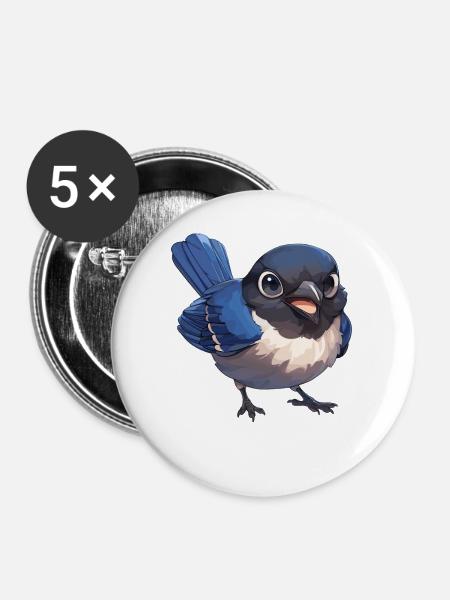 Elstern Elster - Buttons mittel 32 mm (5er Pack) - Weiß