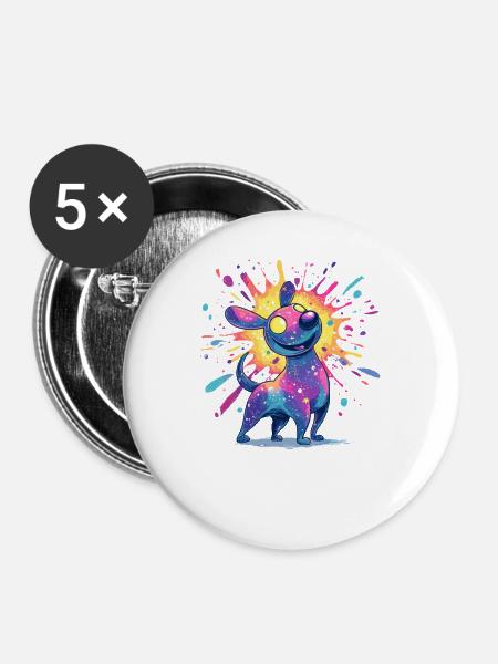 Galaktischer Farbhund - Buttons mittel 32 mm (5er Pack) - Weiß
