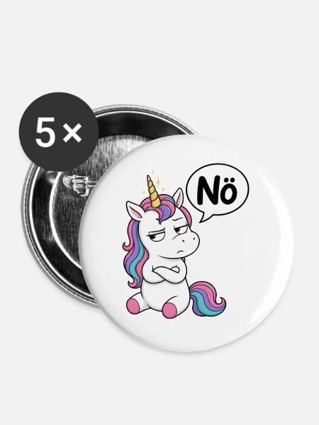 Genervtes Einhorn Nö - Buttons mittel 32 mm (5er Pack) - Weiß