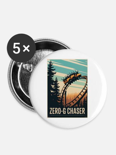 Zero-G Jäger | Achterbahn Thrill - Buttons mittel 32 mm (5er Pack) - Weiß